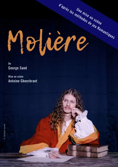 Affiche de théâtre pour la pièce Molière de George Sand, jouée par la troupe Le Libre Alcyon en 2025